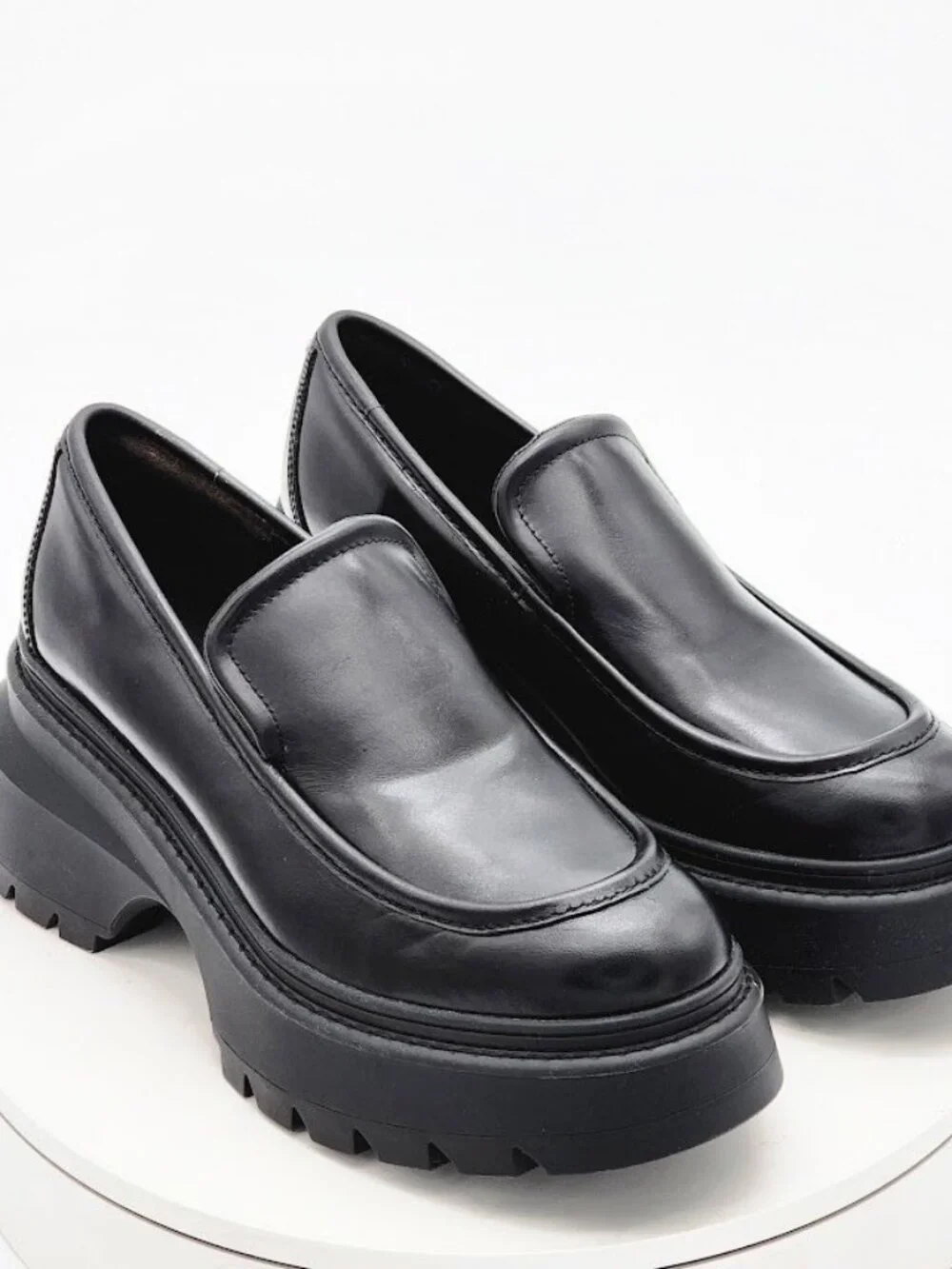 Michael Kors Shiloh Black Leather Chunky Lug Sole Loafers Women’s Size 9 M